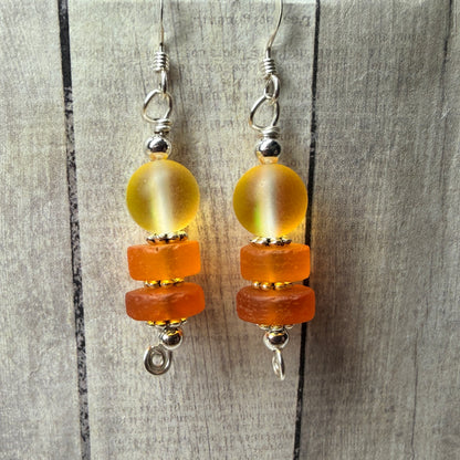 Mermaid Summer - yellow and orange earrings