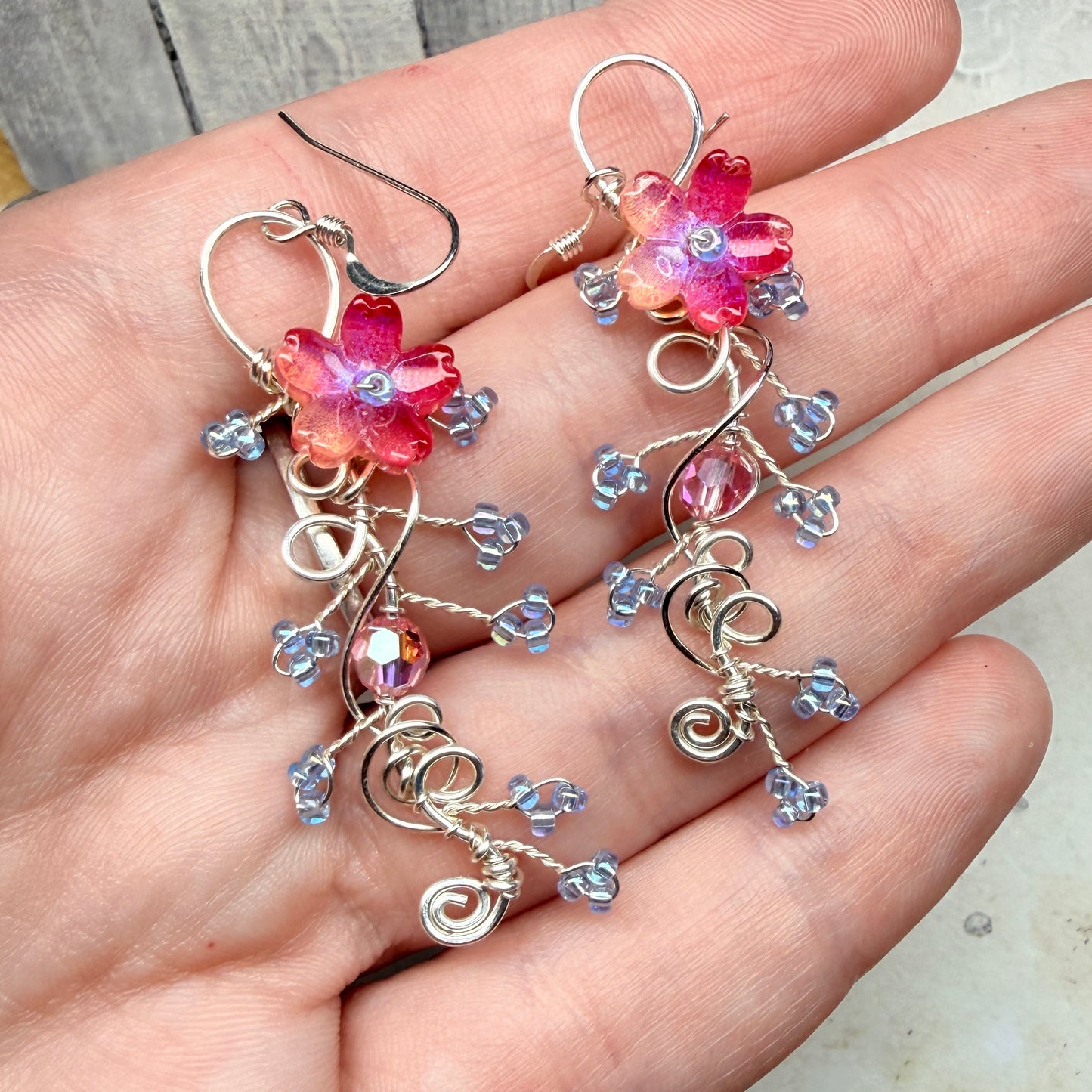 under summer skies: red floral earrings #2