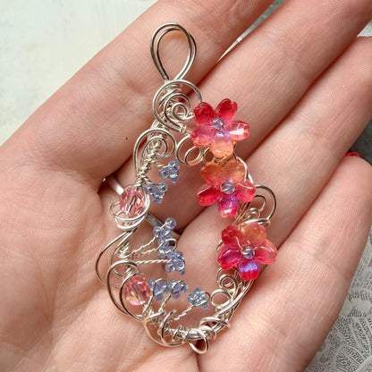 under summer skies: red floral pendant