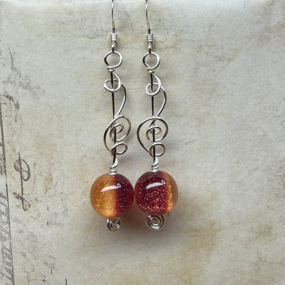 Color-changing sunset earrings - your choice of bright silver or harvest gold wire