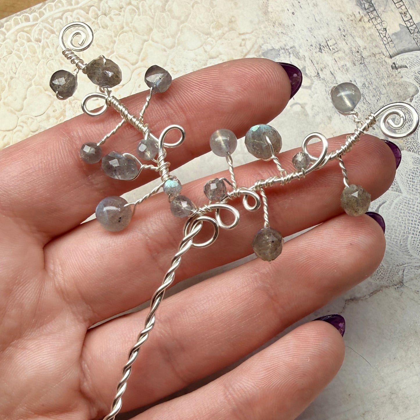 Hair ornament - labradorite