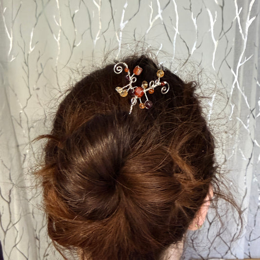 Hair ornament - red/orange/yellow