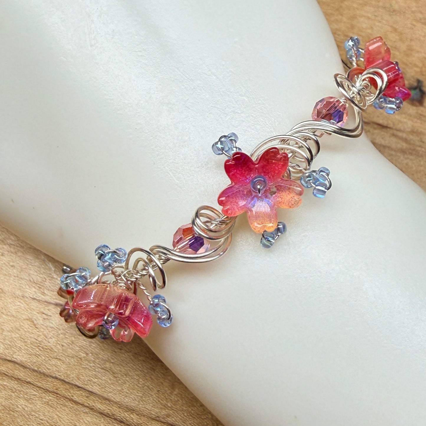 under summer skies: red floral bracelet #2