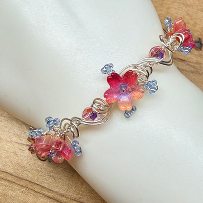 under summer skies: red floral bracelet #2