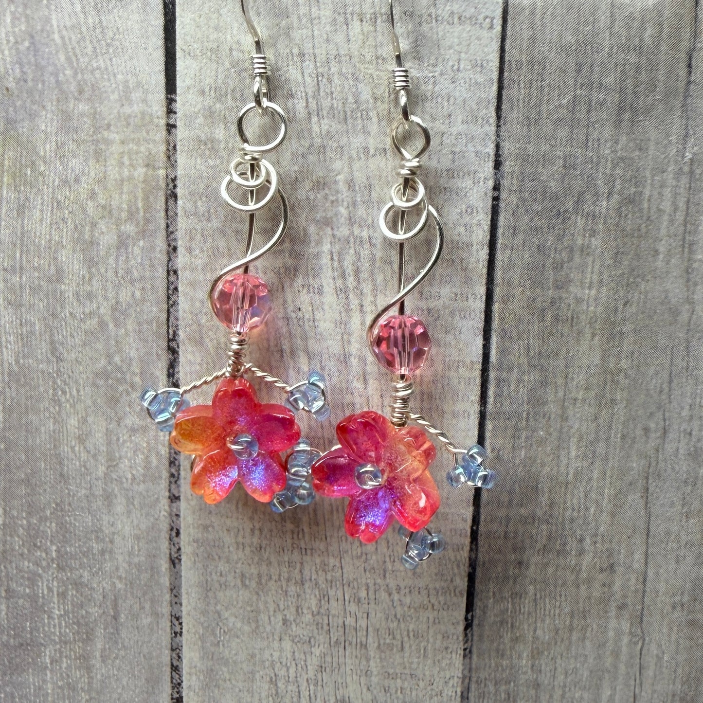 under summer skies: red floral earrings