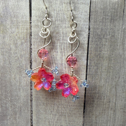 under summer skies: red floral earrings