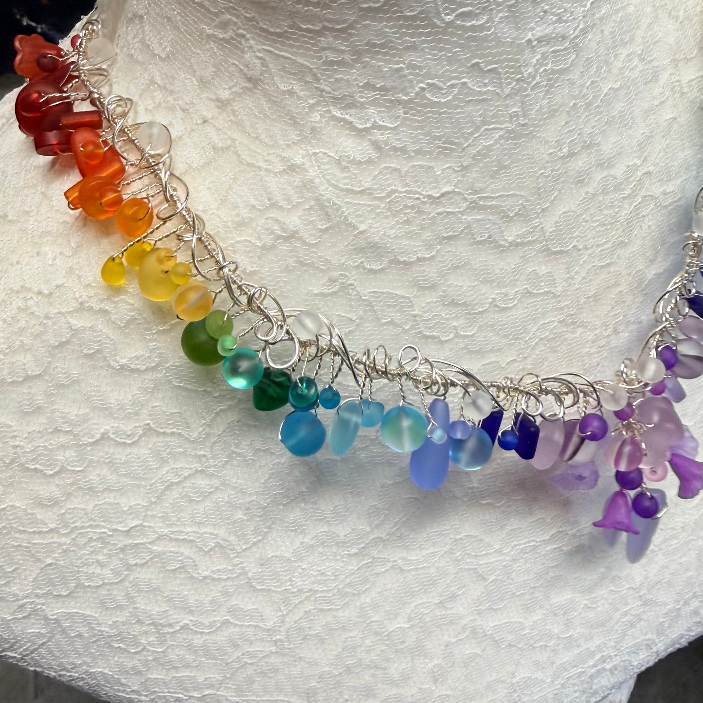 Mermaid Summer - rainbow cascade necklace #2
