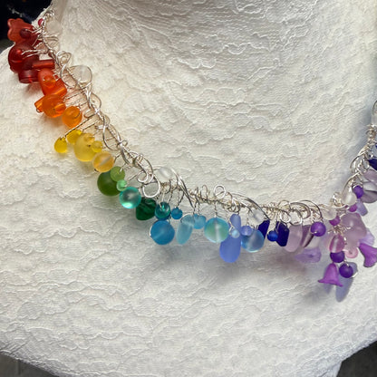 Mermaid Summer - rainbow cascade necklace #2