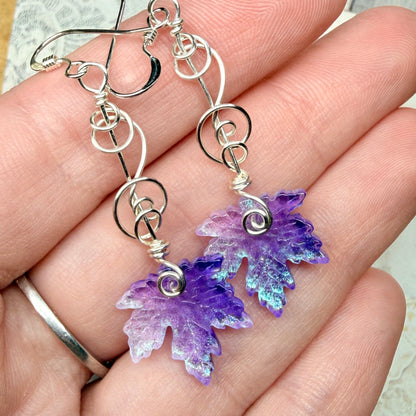 under summer skies: purple leaf earrings