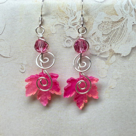 on autumn winds: pink leaf earrings