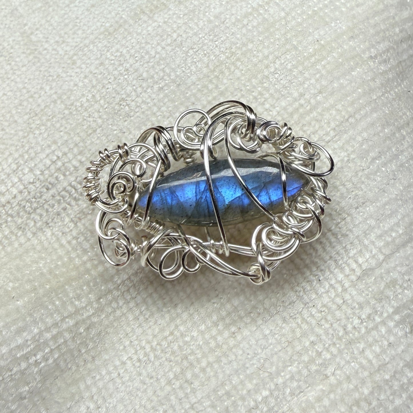 Labradorite broach - blue