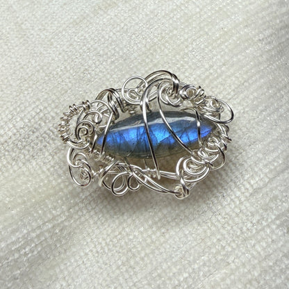 Labradorite broach - blue