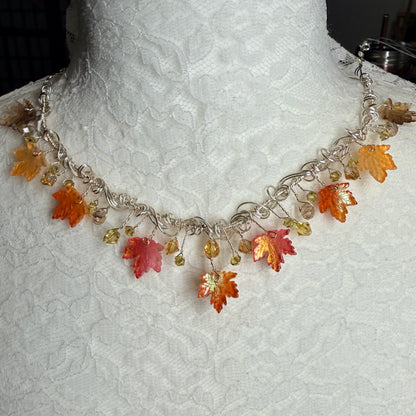on autumn winds: red and orange necklace