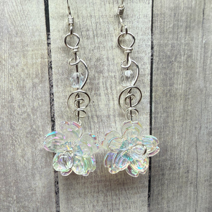 under summer skies: clear flower earrings