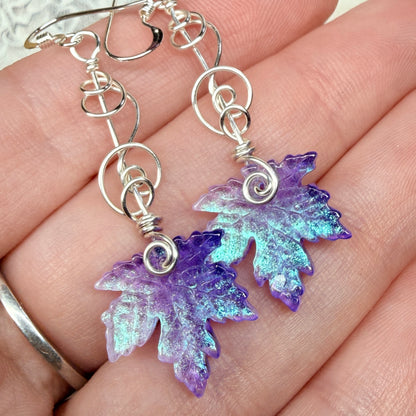 under summer skies: purple leaf earrings
