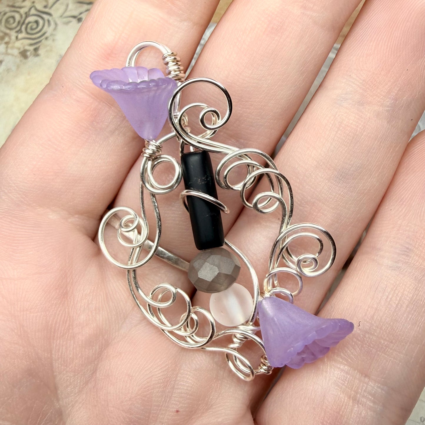 Mermaid Summer - purple/grey/black/white pendant
