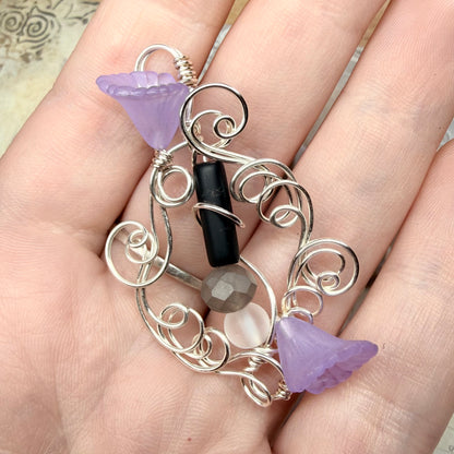 Mermaid Summer - purple/grey/black/white pendant