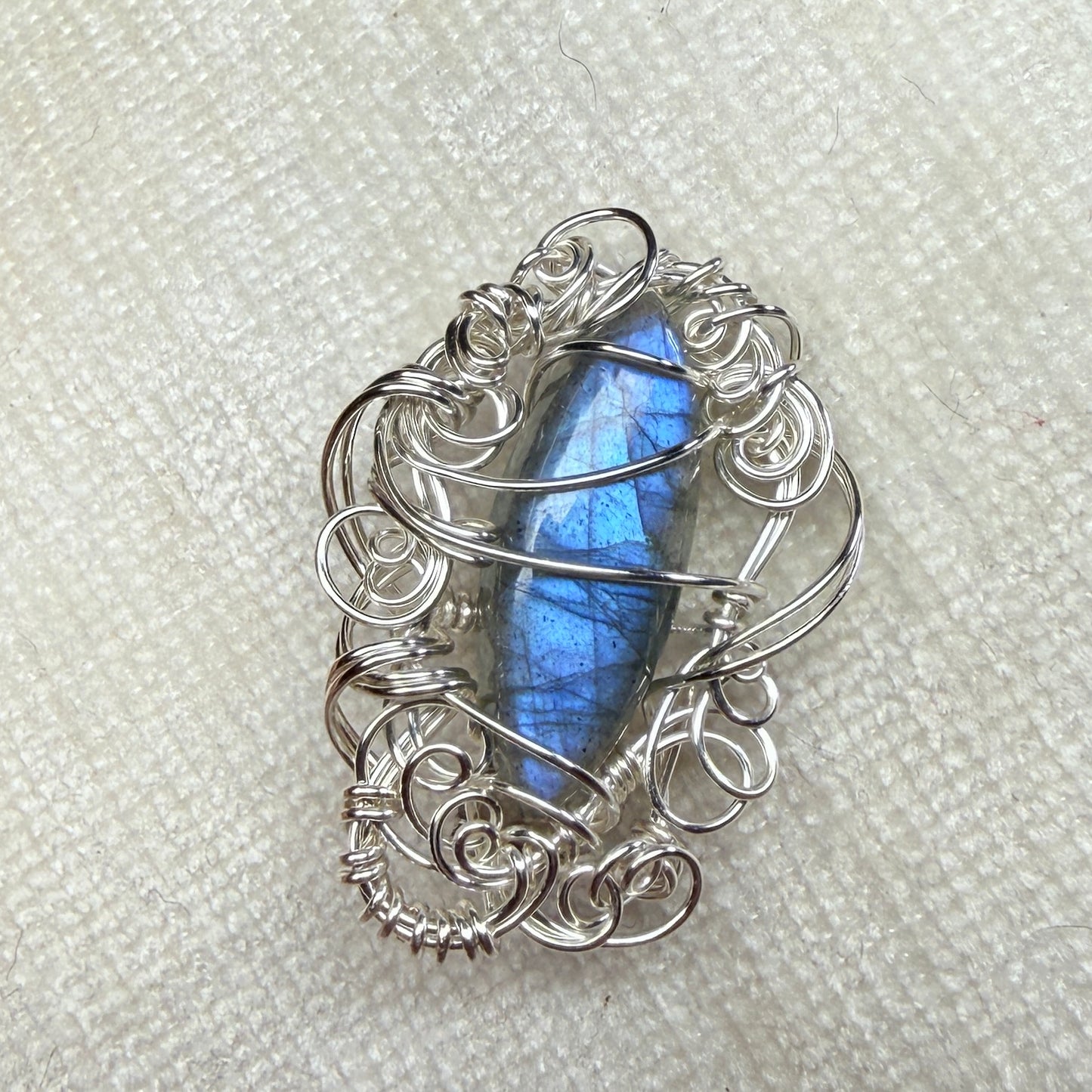 Labradorite broach - blue