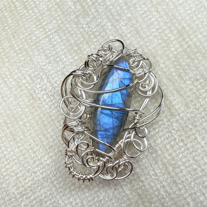 Labradorite broach - blue