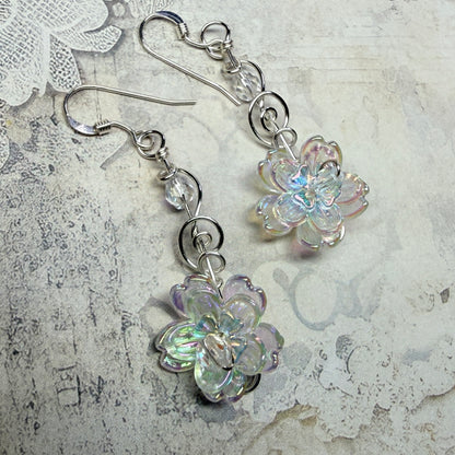under summer skies: clear flower earrings