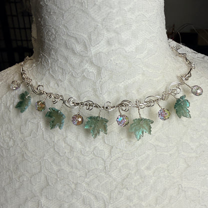 on autumn winds: pale teal necklace