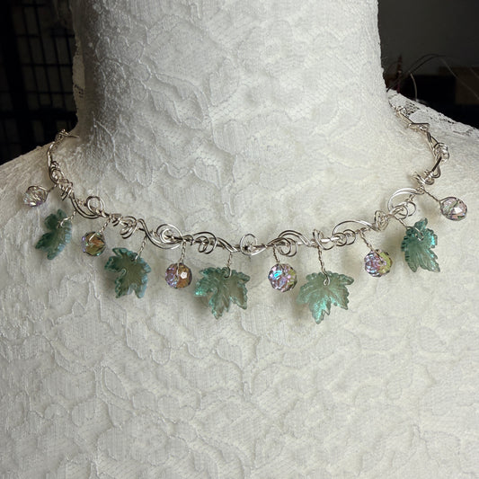 on autumn winds: pale teal necklace