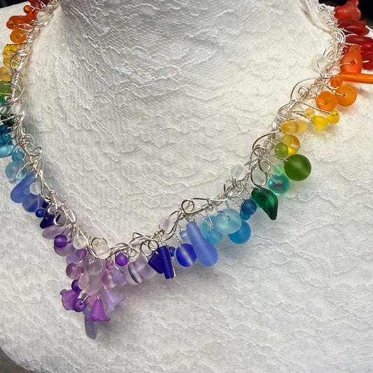 Mermaid Summer - rainbow cascade necklace #2