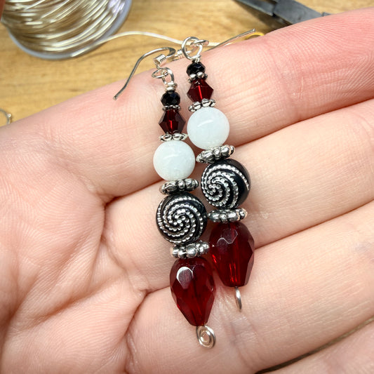 Magpie Rummage Sale - red & black & white earrings