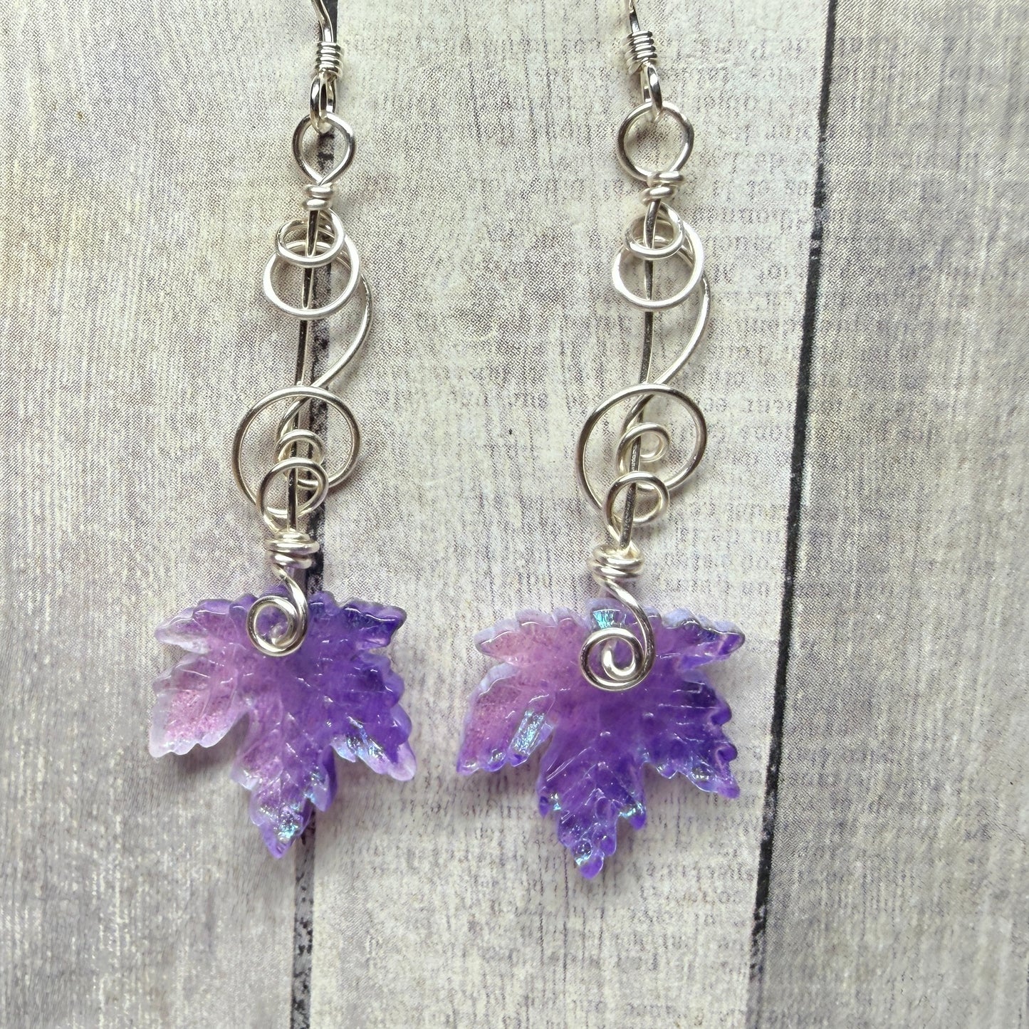 under summer skies: purple leaf earrings