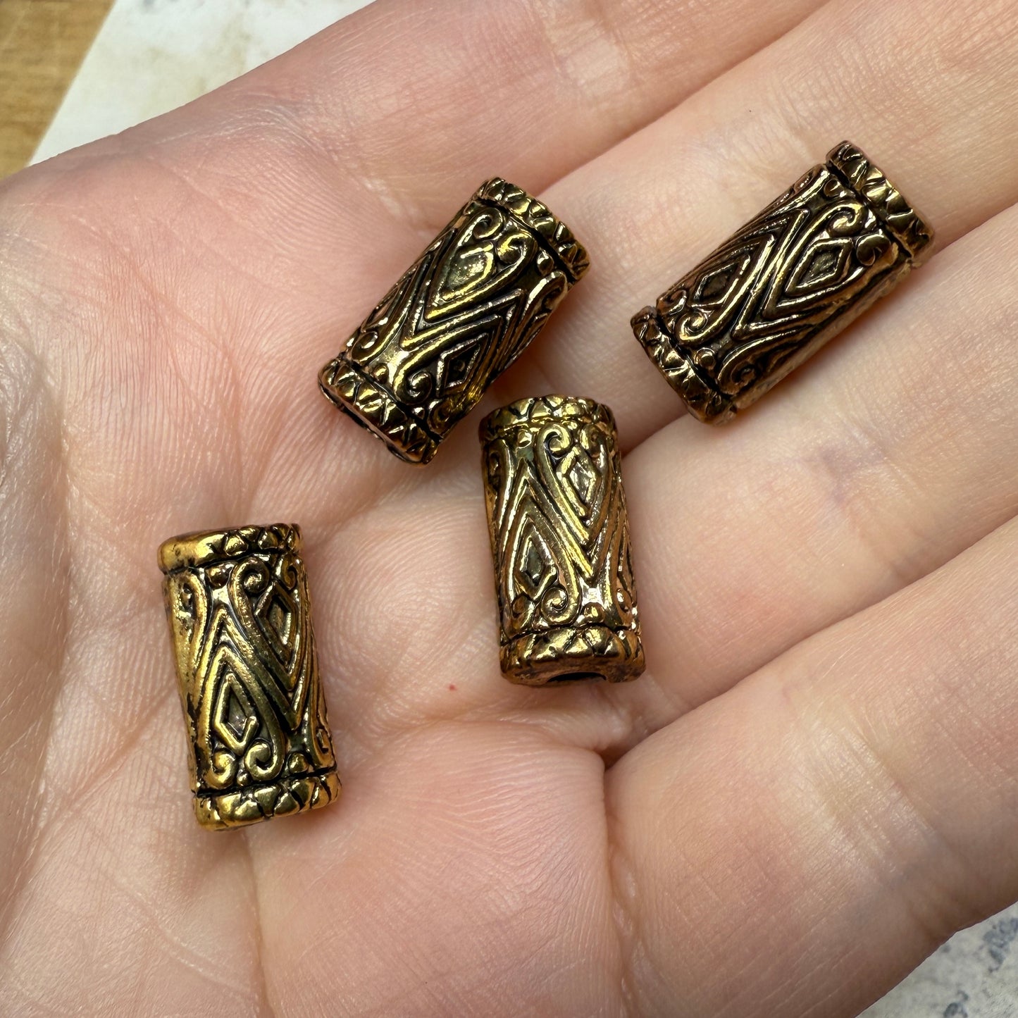 Vintage Metallic Gold Tube Beads
