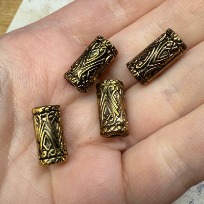 Vintage Metallic Gold Tube Beads