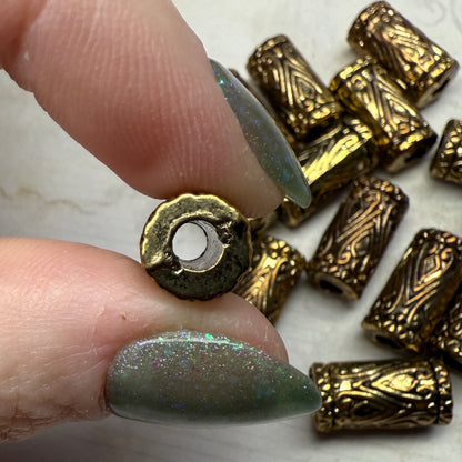 Vintage Metallic Gold Tube Beads