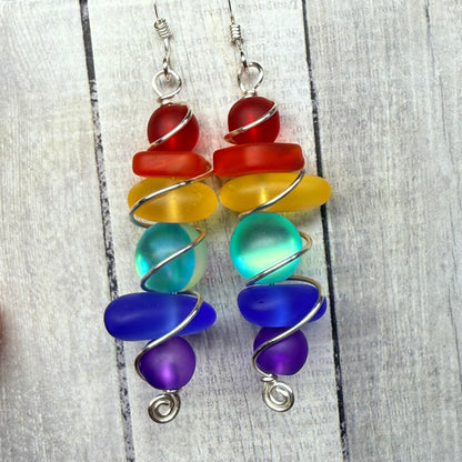 Mermaid Summer - rainbow earrings (darker)
