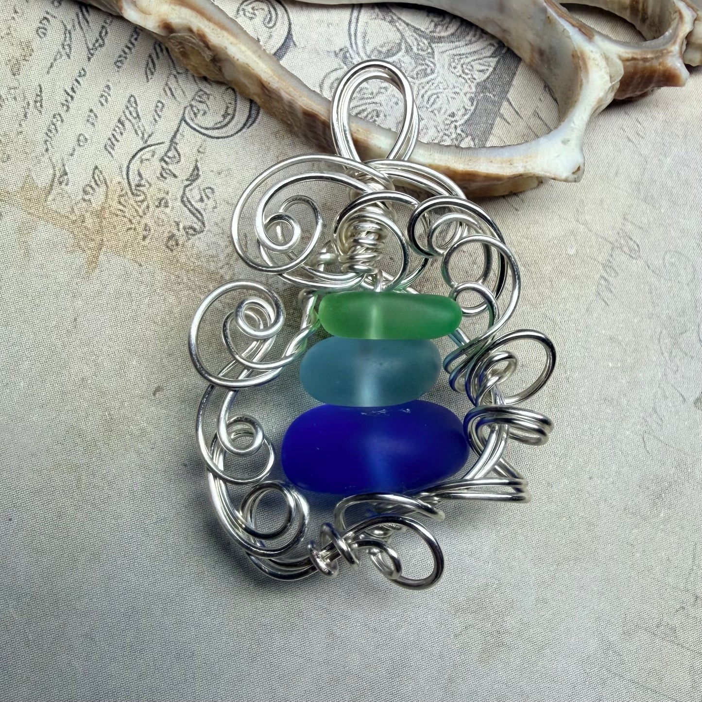 Mermaid Summer - blue and green pendant