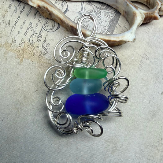 Mermaid Summer - blue and green pendant
