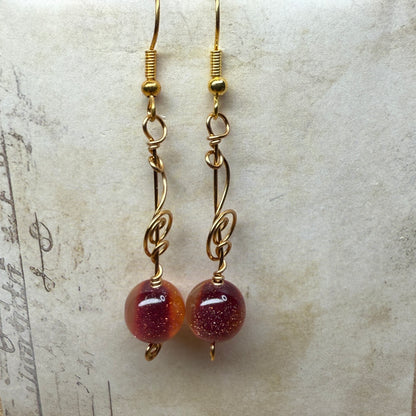 Color-changing sunset earrings - your choice of bright silver or harvest gold wire
