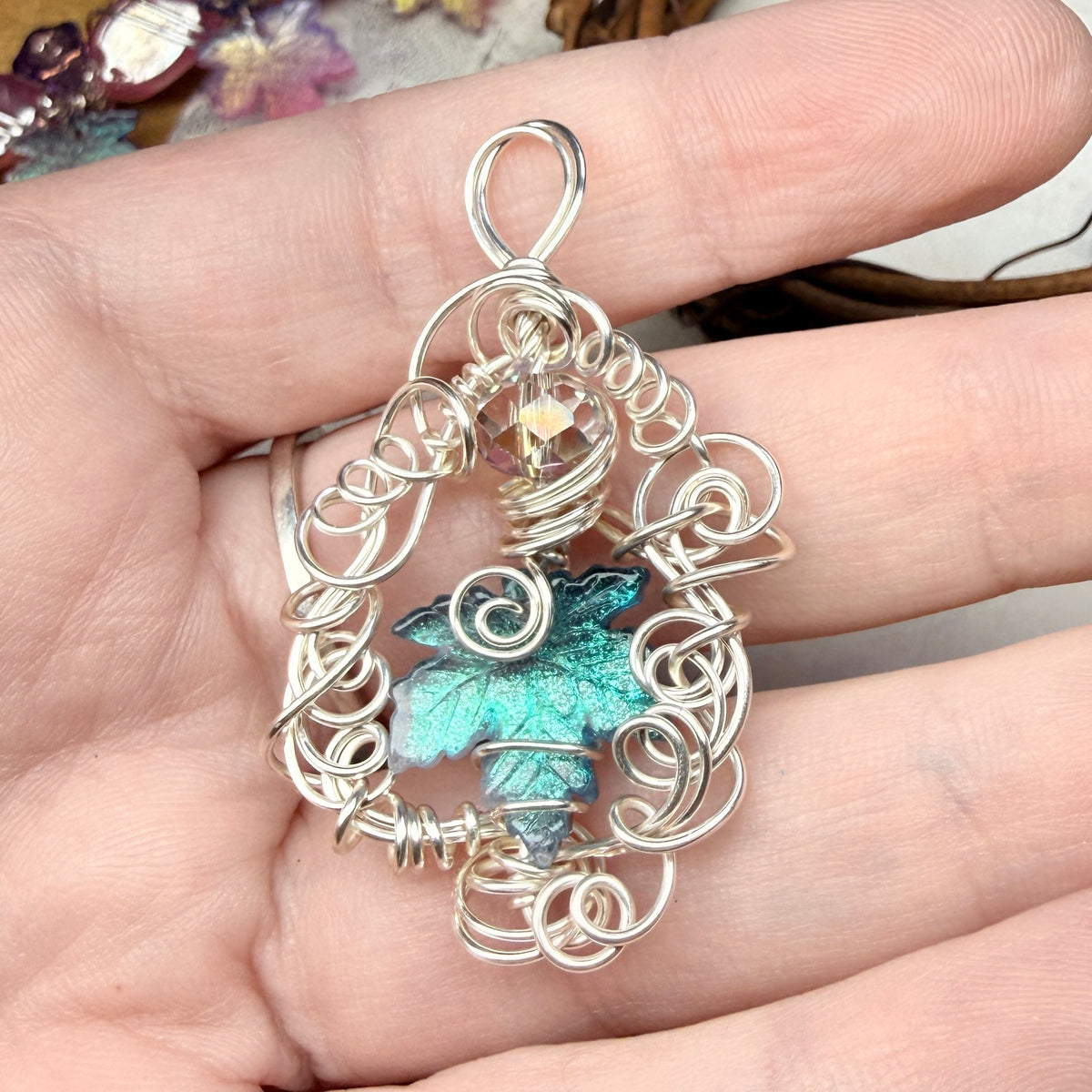on autumn winds: light teal pendant