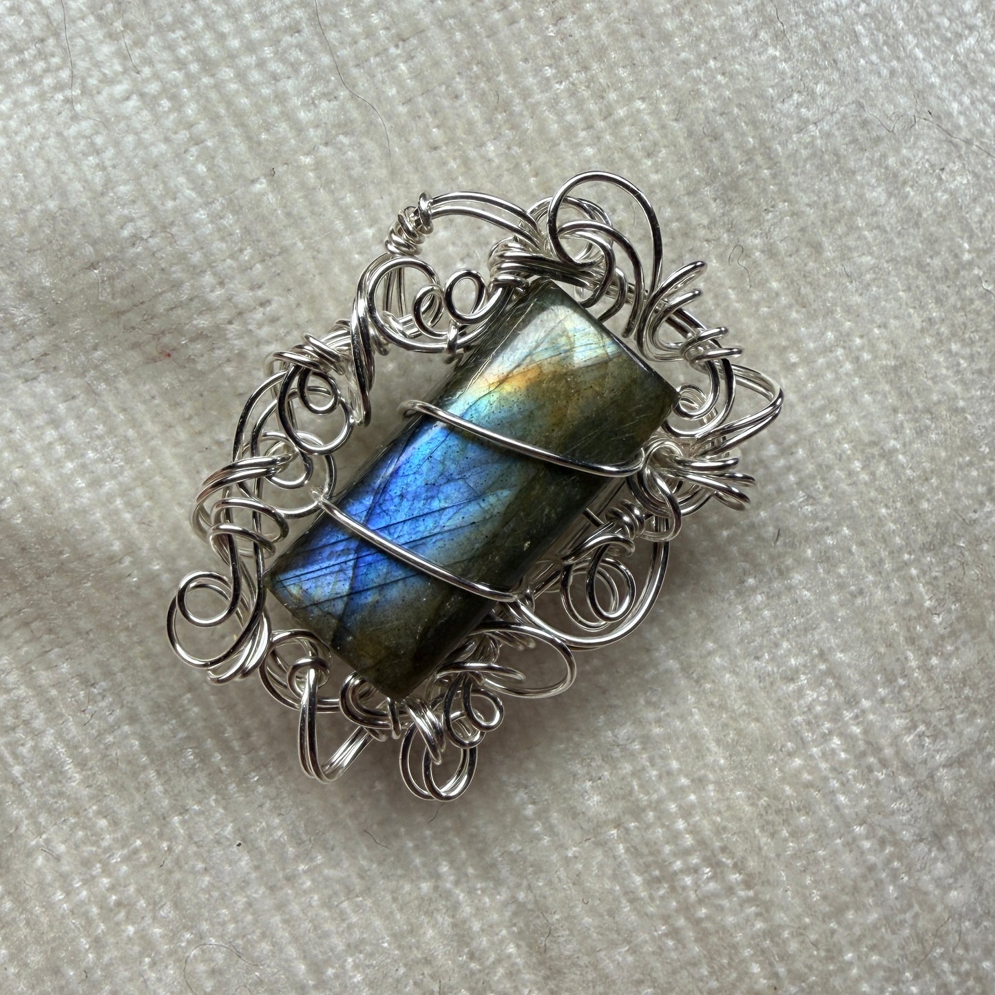 Labradorite broach - rectangle