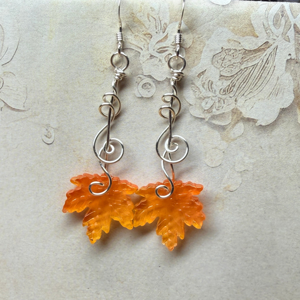 on autumn winds: orange leaf earrings