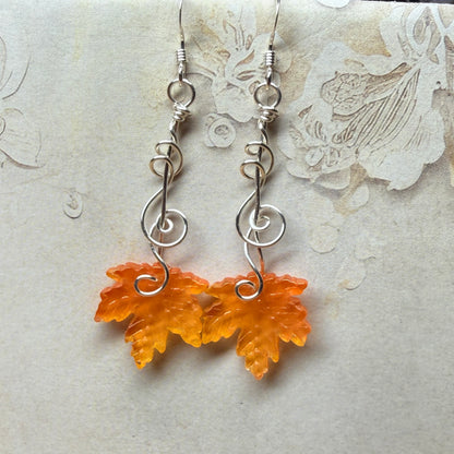 on autumn winds: orange leaf earrings