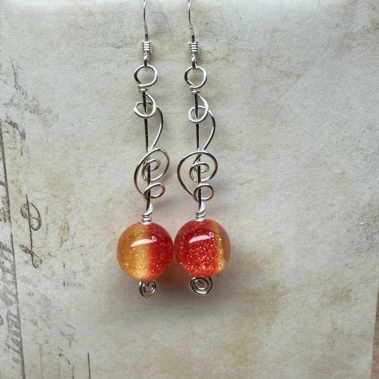 Color-changing sunset earrings - your choice of bright silver or harvest gold wire