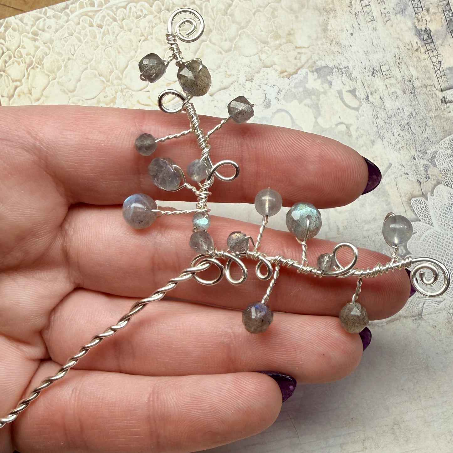 Hair ornament - labradorite