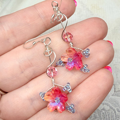 under summer skies: red floral earrings
