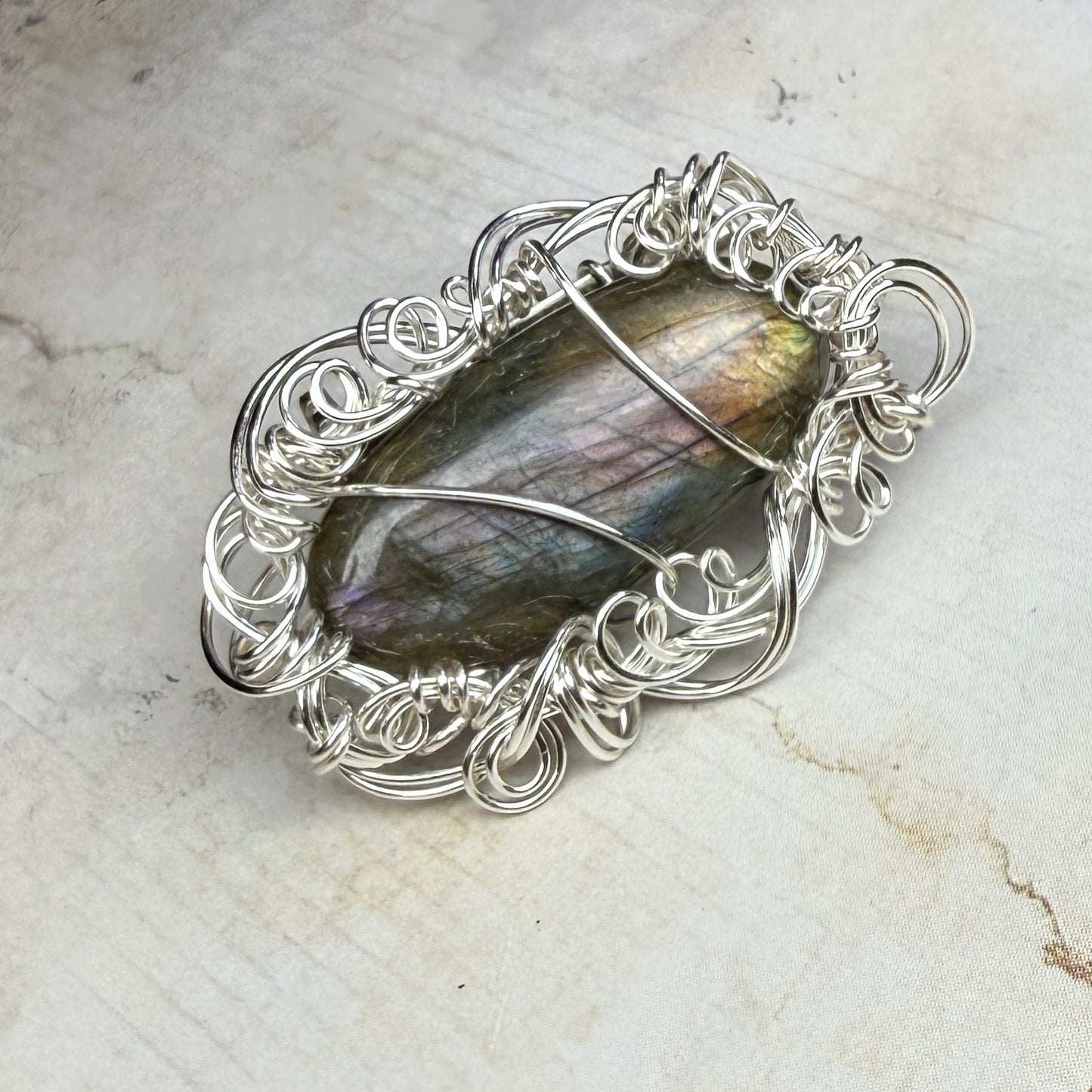 Labradorite broach - purple