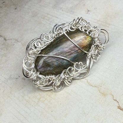 Labradorite broach - purple