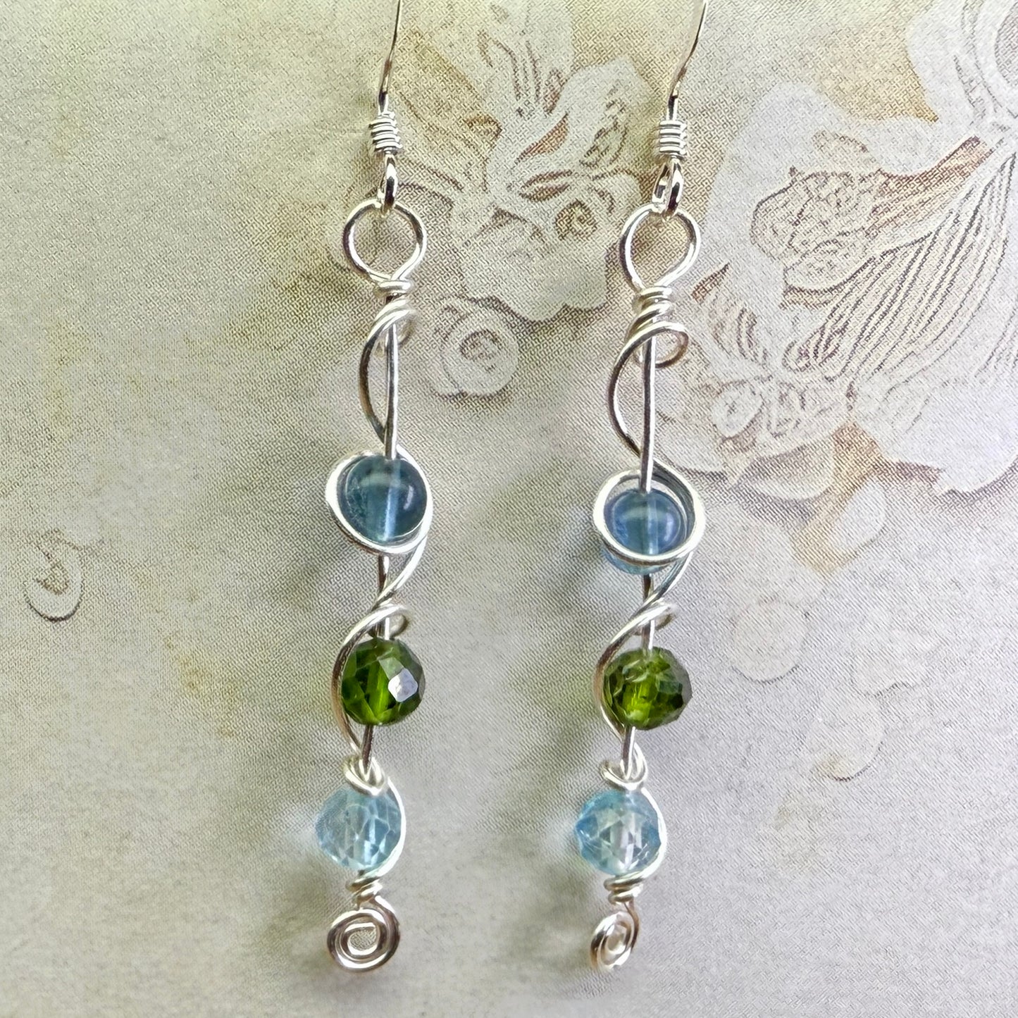 Fluorite/Diopside/Topaz earrings
