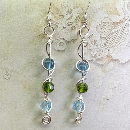 Fluorite/Diopside/Topaz earrings