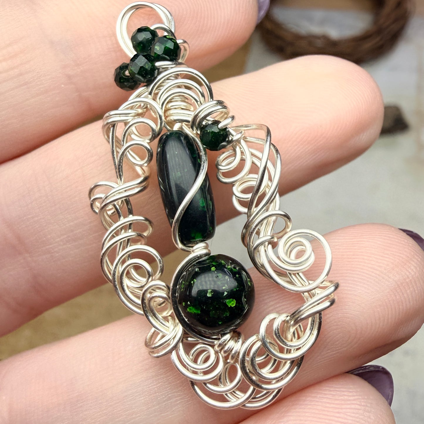 Green goldstone pendant