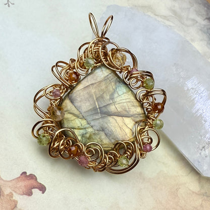 in the waiting woods - labradorite teardrop pendant