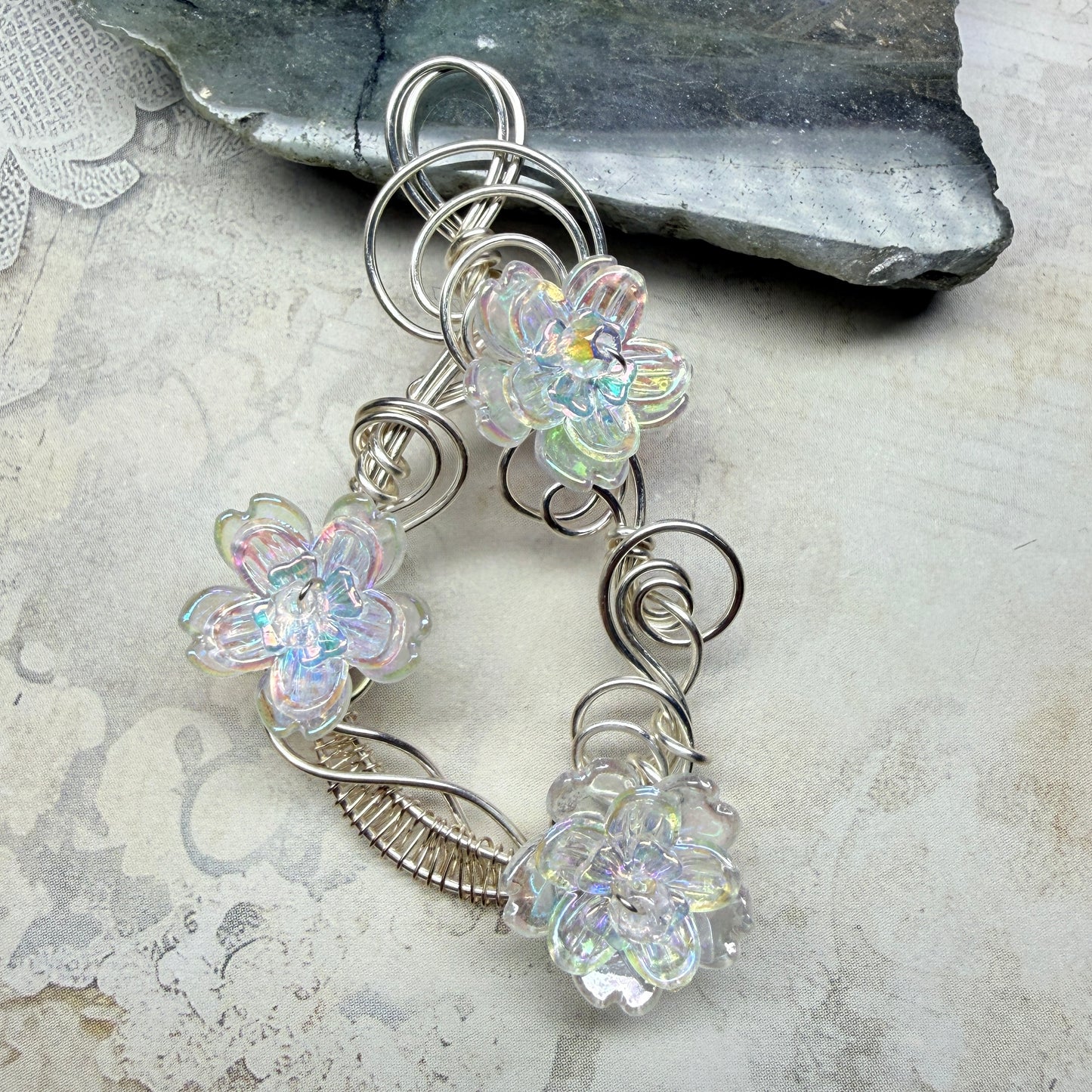 under summer skies: clear floral pendant #2